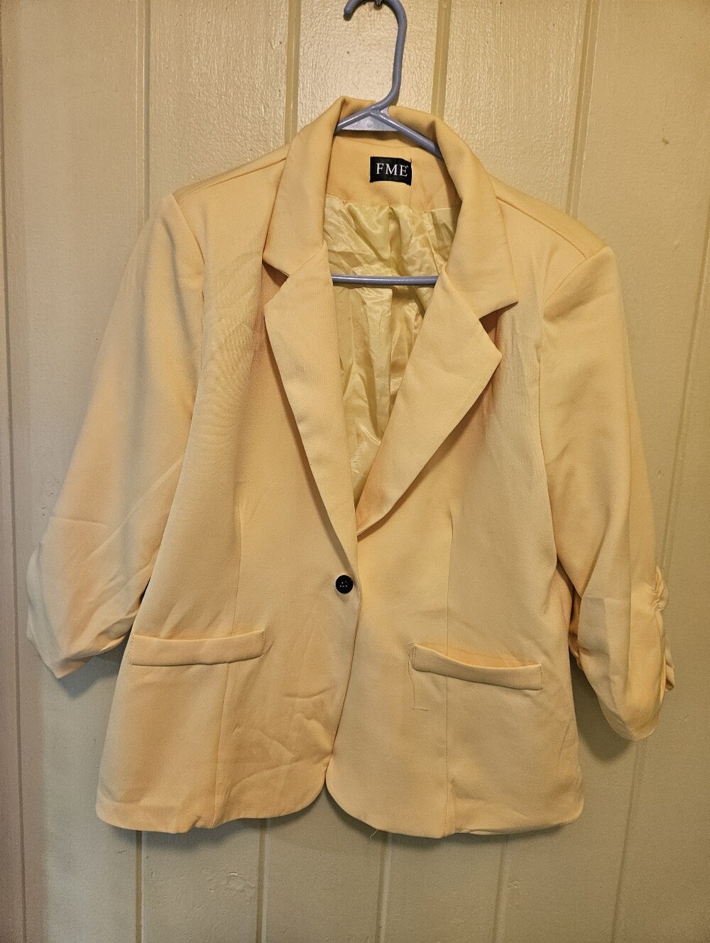 ME Makeover Essentials Soft Yellow Single-Button Blazer